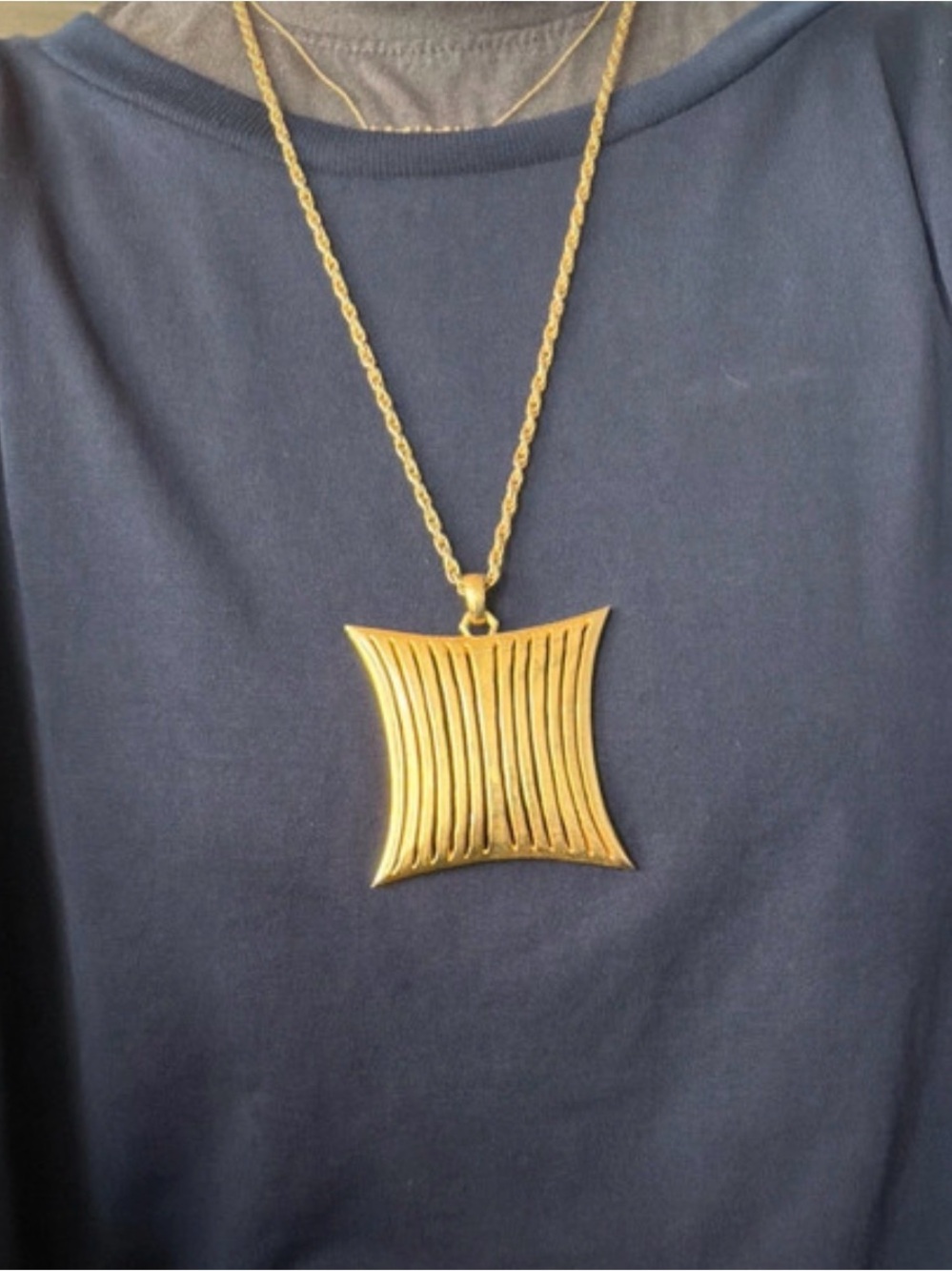 Vintage 70s Chunky Gold Pendant